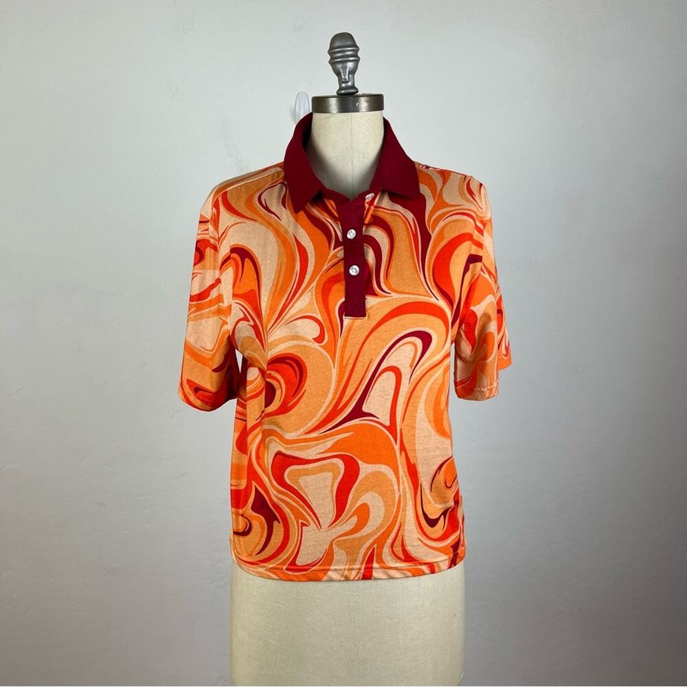 Standard Issue Swirl Crop Polo Tee NWT Large